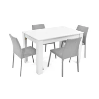 Juego de Comedor Vorú Blanco 4 Puestos + Sillas Lugo