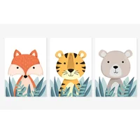 Cuadro Tríptico Animales Kids 40X40 3Und