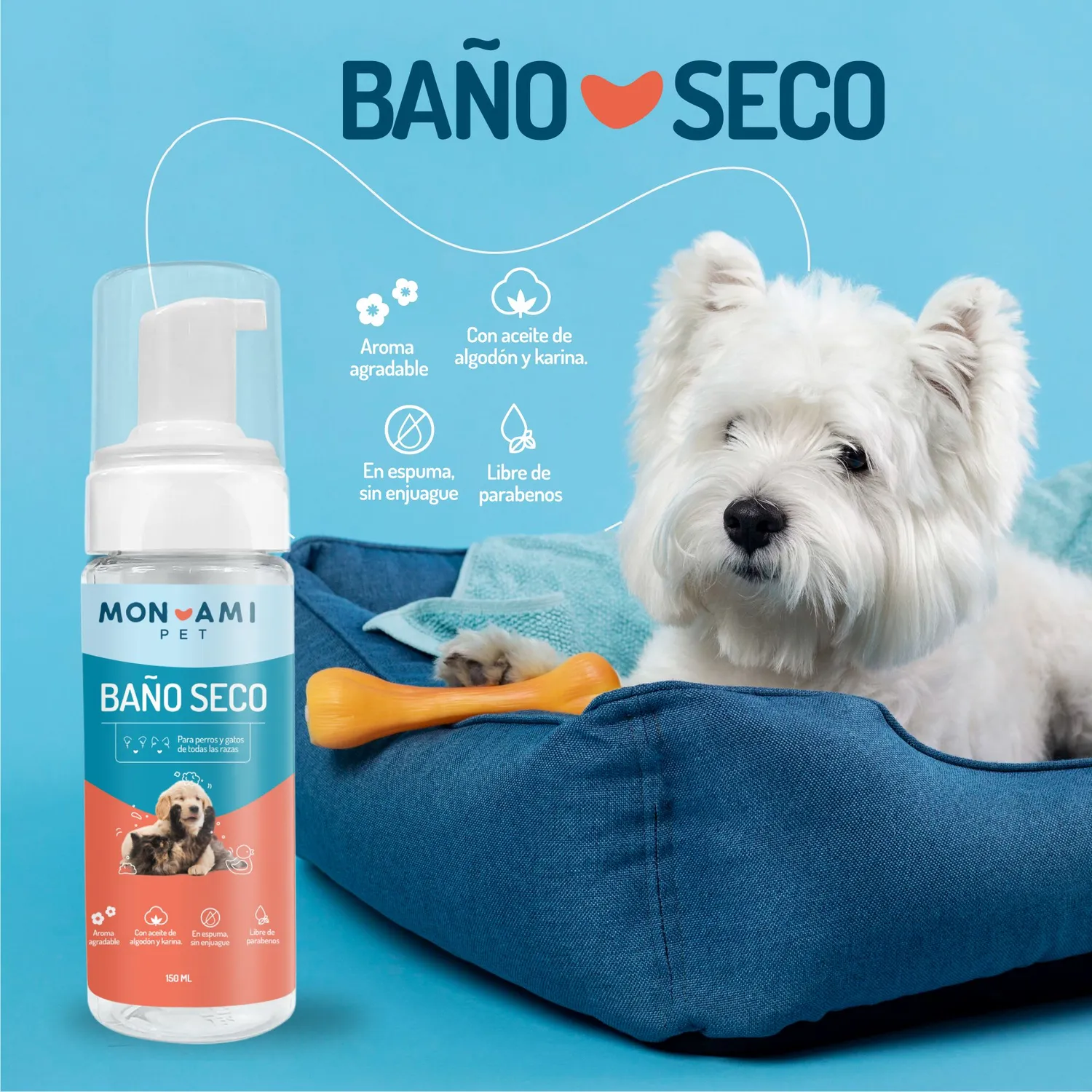 Baño Seco Para Mascotas Monami 150ml 4
