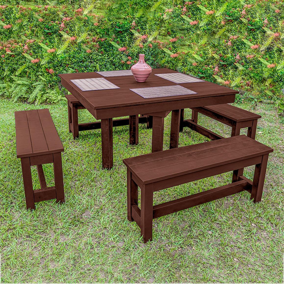 Juego Comedor Exterior 5 Piezas Mara Plas Caoba - Homecenter.com.co