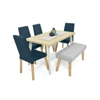 Juegos de comedor Liverpool 6 Puestos Tela Azul Plata