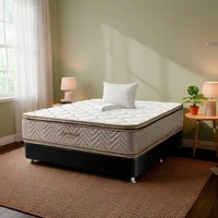 Combo Colchón Sencillo Fantasia Galaxy 100x190X29 + Base Cama Plus Tipo Cuero Negro +1 Almohada Siliconada+ Protector de Colchón