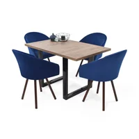 Comedor 4 Puestos Marsella Sillas Tokyo Tela Azul