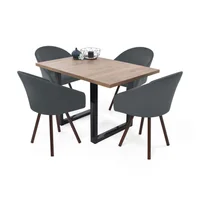 Comedor 4 Puestos Marsella Sillas Tokyo Tela Gris
