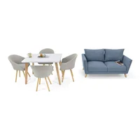 Sofá Montecarlo Índigo + Comedor 4 Puestos Tokyo Taupe