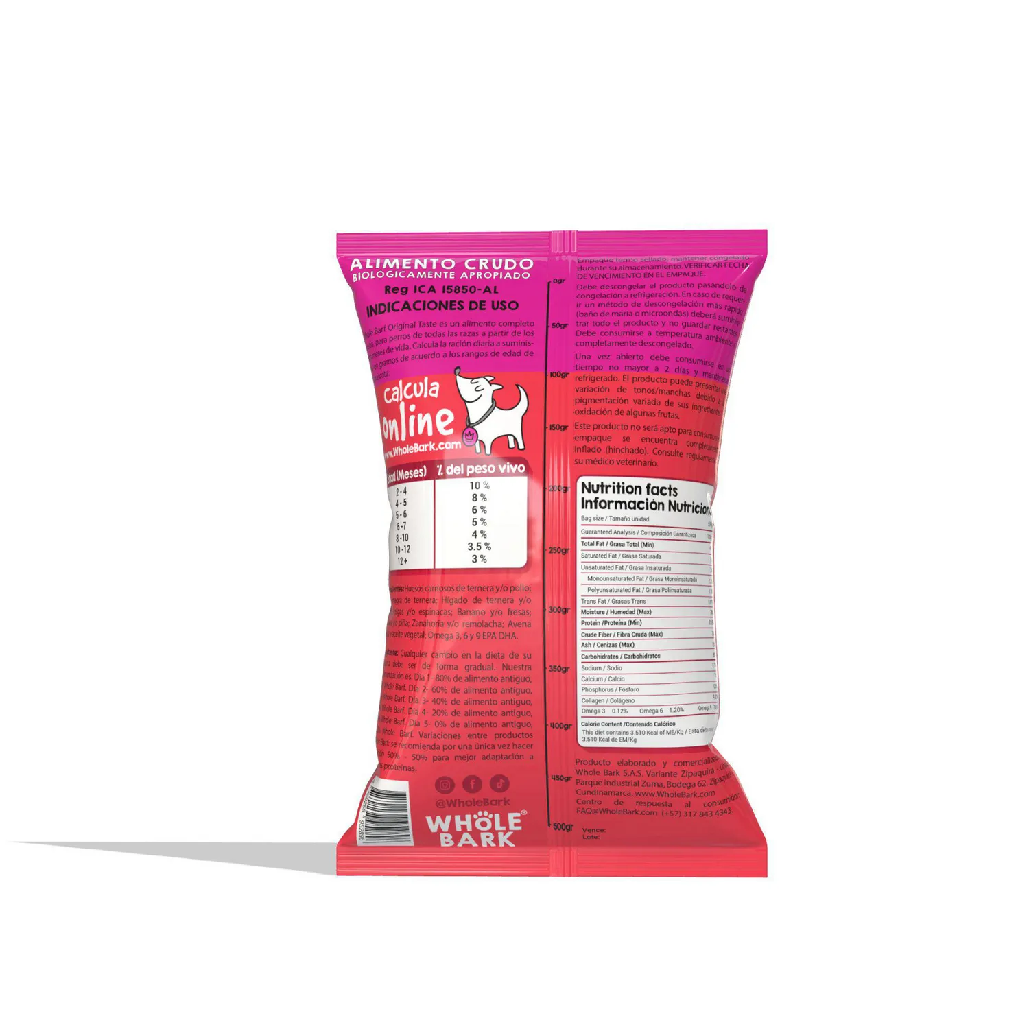 Comida Perros Whole Barf  Original Taste 500g Whole Barf