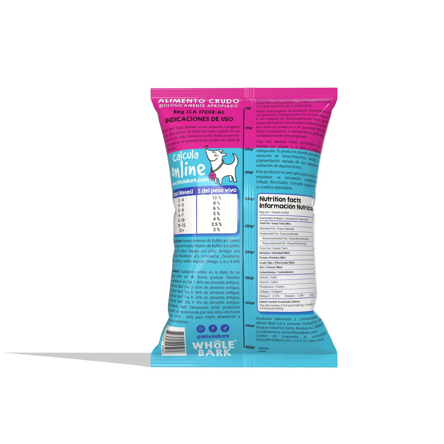 Comida Perros Whole Barf  Tasty Buffalo 500g Whole Barf