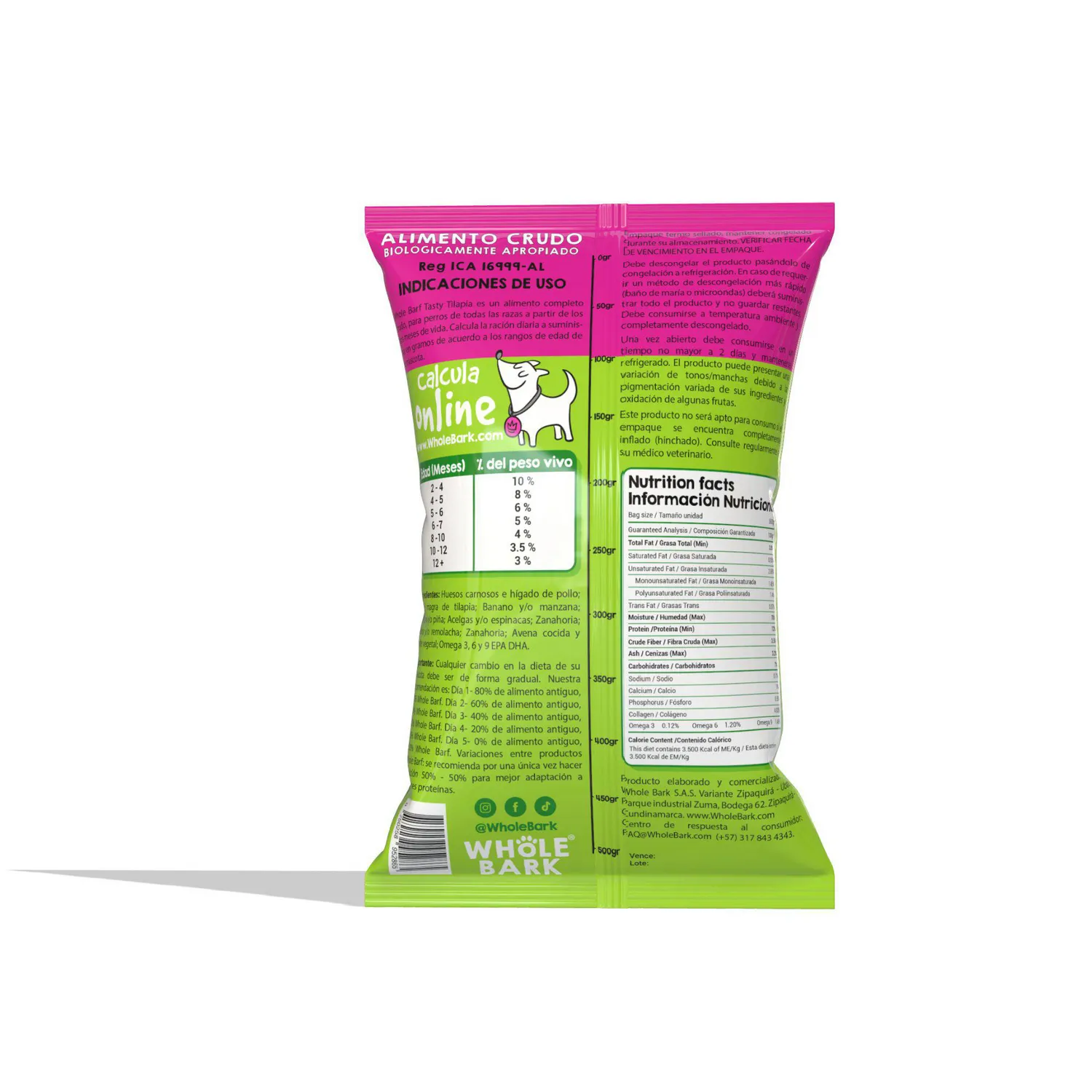 Comida Perros Whole Barf  Tasty Tilapia 500g Whole Barf