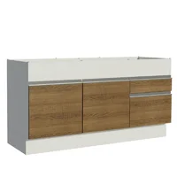 Mueble De Cocina Bajo Glamy 1.50 Metros 2 Puertas 2 Cajones - Blanco/Marrón