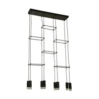 Lámpara Led Colgante Negro 8 Luces Luz Cálida Arteluce Moderna