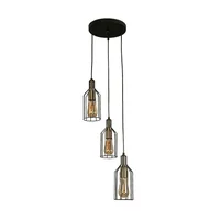 Lámpara Colgante Negra E27 3 Luces Ikelite Estilo Vintage