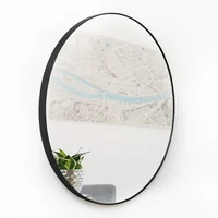 Espejo Redondo New York Diámetro 120 cm Platina 4 cm Negro