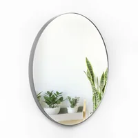 Espejo Redondo New York Diámetro 120 cm Platina 4 cm Plata