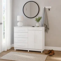 Cómoda Ginesta En Mdp 5 Cajones 2 Puertas Color Blanco 122X96,5X47 Cm Para Habitación