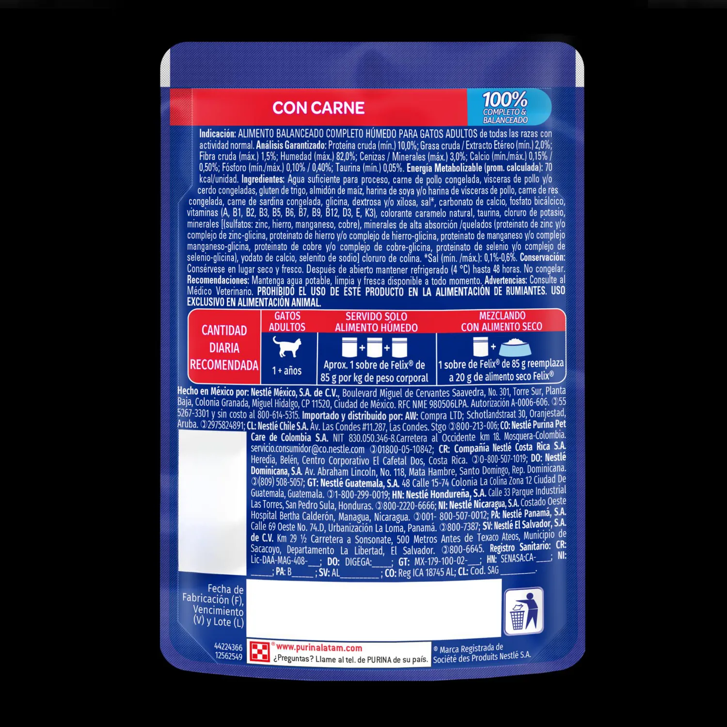 Comida Húmeda Para Gato Felix Carne 85g