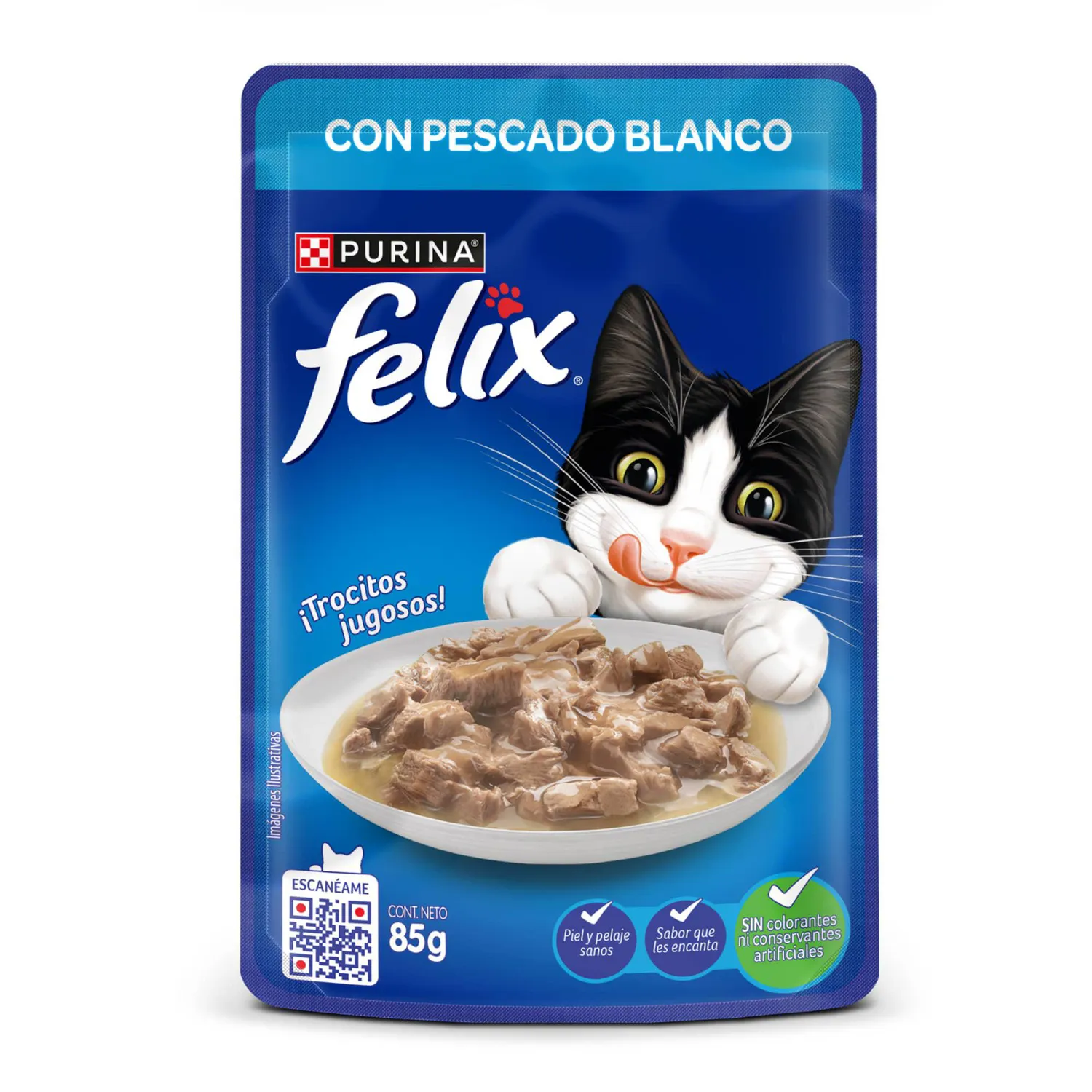 Comida Húmeda Para Gato Pescado Blanco Salsa Felix 85g