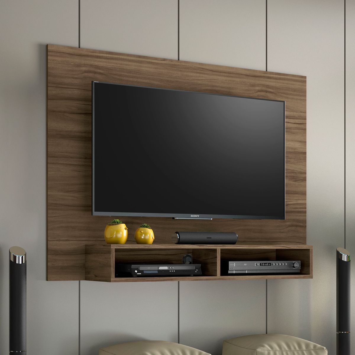 MULTIMUEBLES - Panel Eros para TV 49” 120x89x27.7 Café Oscuro