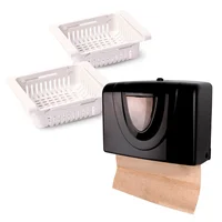 Combo Dispensador De Toallas En Z Plástico Negro + 2 Organizadores Plásticos Blancos