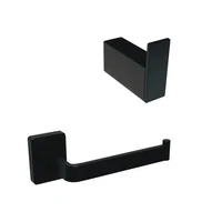 Kit Accesorios Baño X 2 Onix Negro Perchero+Portarrollo