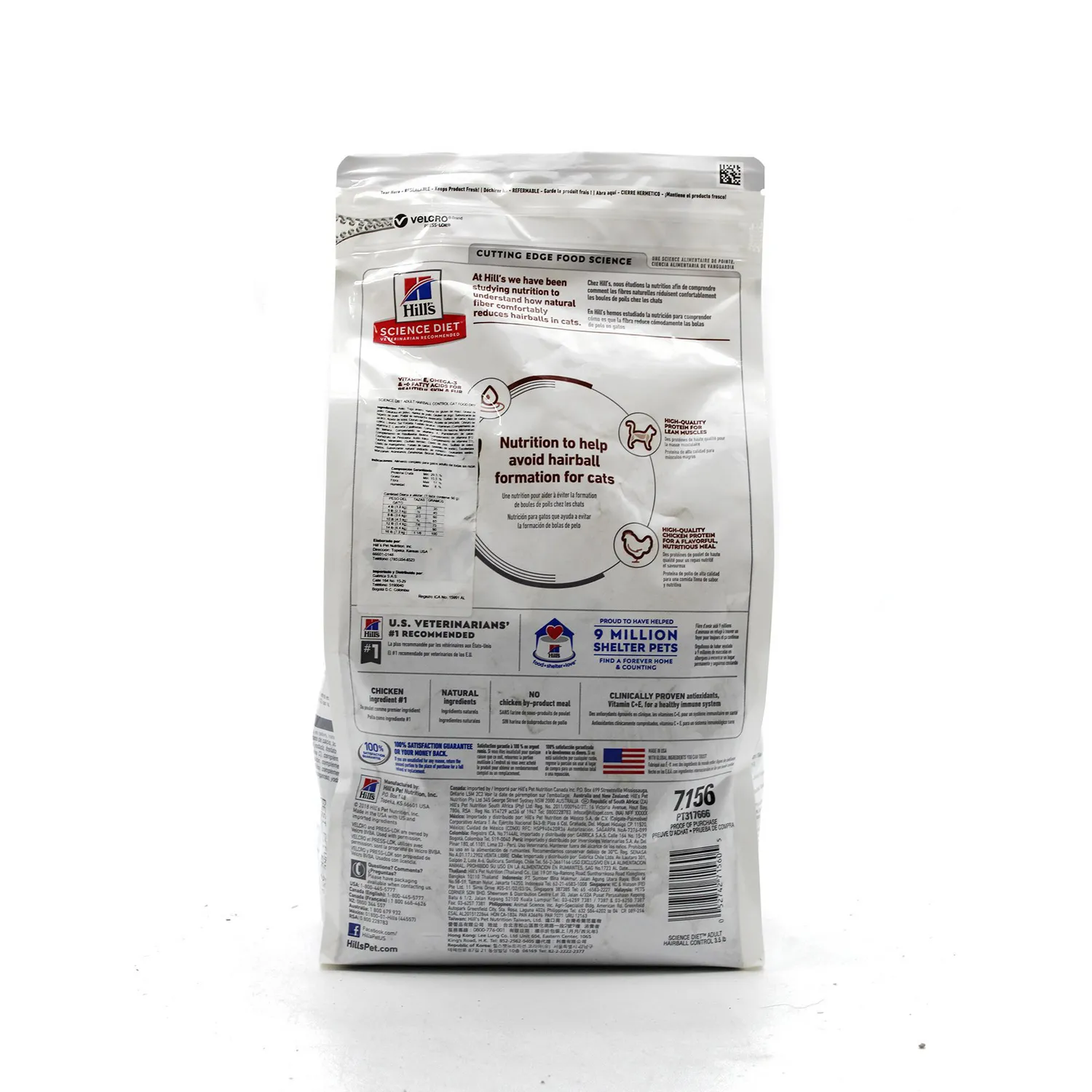 Comida Seca Para Gato Adulto Hills Hairball Control 3.5lb 3