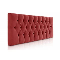 Cabecero Tapizado Tela Base Cama Doble Rombos Rojo