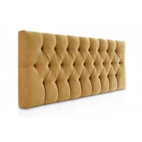Cabecero Tapizado Tela Base Cama Doble Rombos Ocre