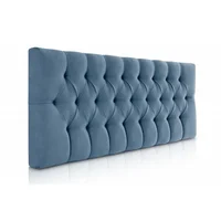Cabecero Tapizado Tela Base Cama Sencilla Rombos Azul Petroleo