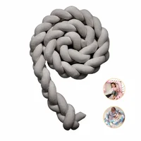 Cojín Protector Para Cuna Trenza 3 Metros Gris