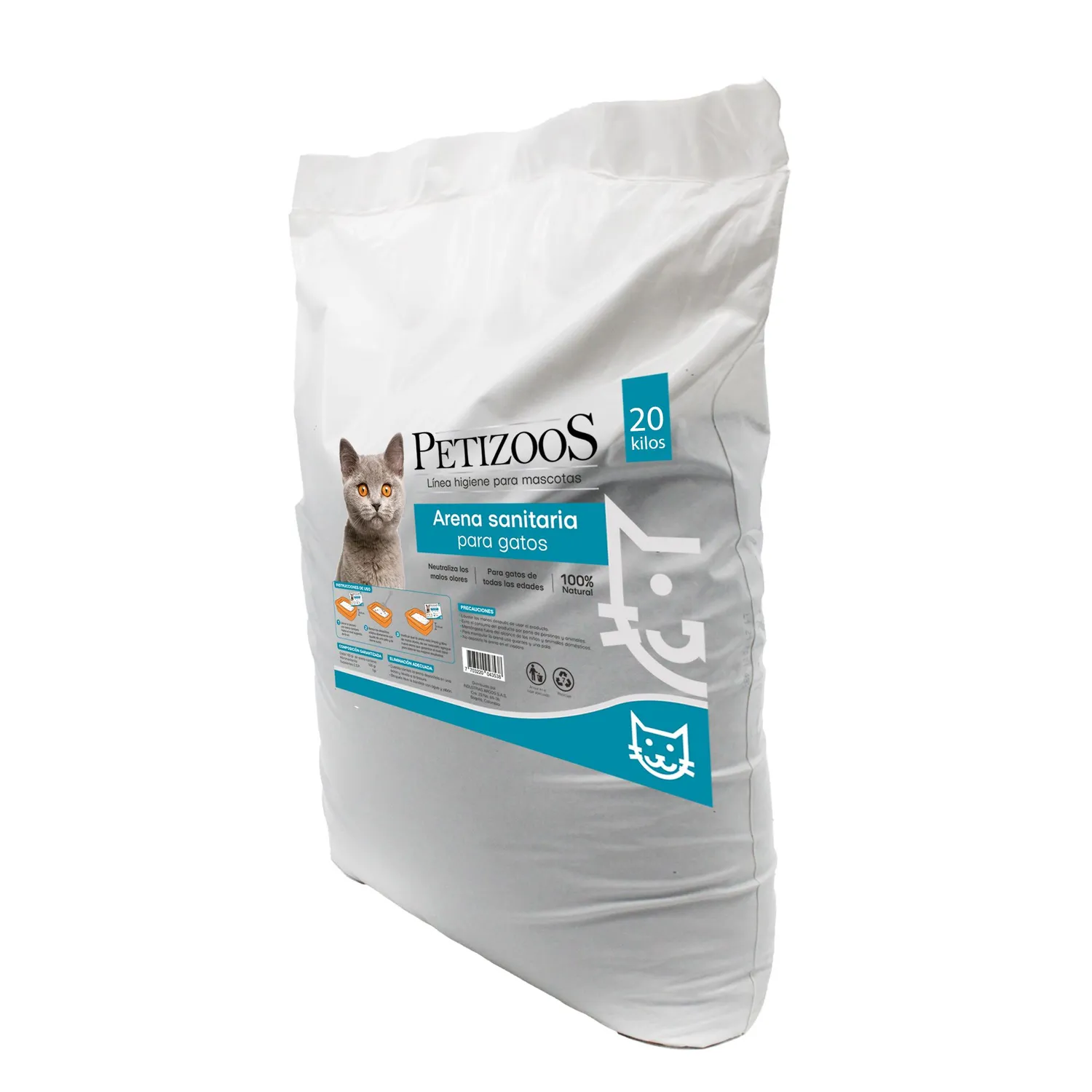 Arena Sanitaria  Gato Aglomerante Absorbente Bentonita Petizoos  20 kg