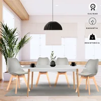Comedor White 4 Puestos 120X73X60 + Silla Milano 83X46,5X38 Gris