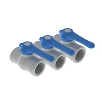 Paqx3und Val Bola De 2pulg Pvc Rosca Man Larga Pcp