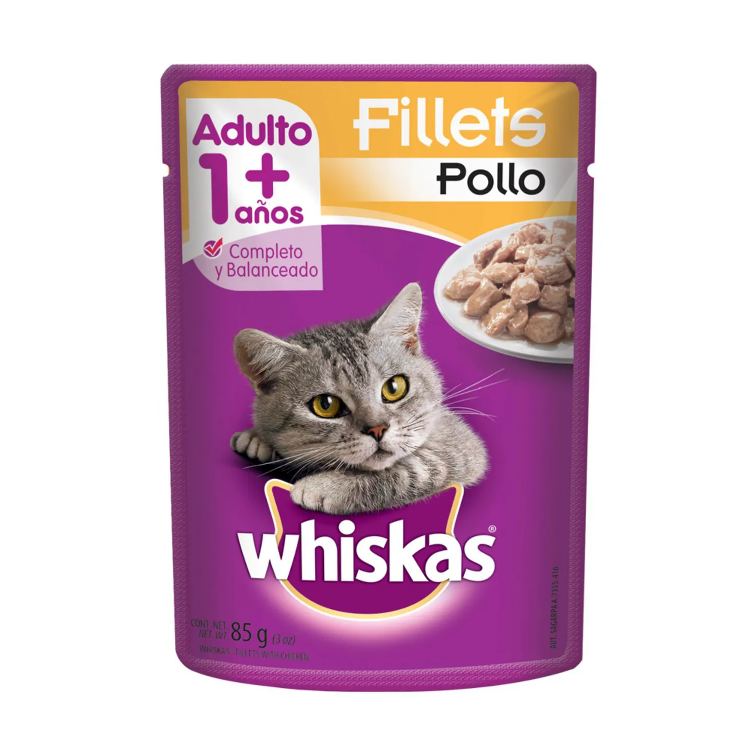 Comida Húmeda Para Gato Pouch Pollo Whiskas 85g