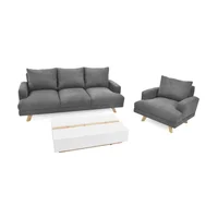 Sofá + Poltrona Lisboa Gris + Mesa Daytona