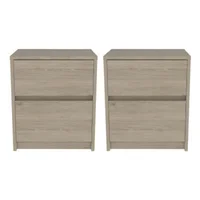 Setx2 Mesa De Noche Ozzan 2 Cajónes Beige