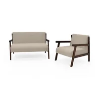 Sofá + Poltrona Segovia Tela Poliester Beige