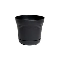 Matera Plástica Cónica Con Plato 25.40cm Negro