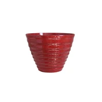 Matera Plástica Cónica Con Plato 40.64cm Rojo
