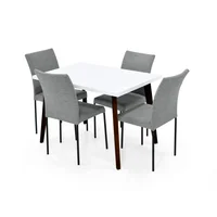 Juego de Comedor 4 Puestos Lugo Matiz + Sillas Ibiza Gris