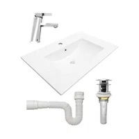 Combo Placa Lavamanos 71Cm + Grifería Mezclador + Push + Sifon + Acoples