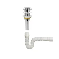 Push Tipo Hongo Acero + Sifon Flexible Blanco Pvc