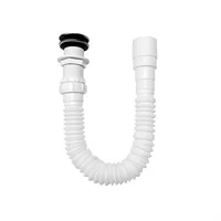 Push Tipo Hongo Acero + Sifon Flexible Pvc Blanco Integrado