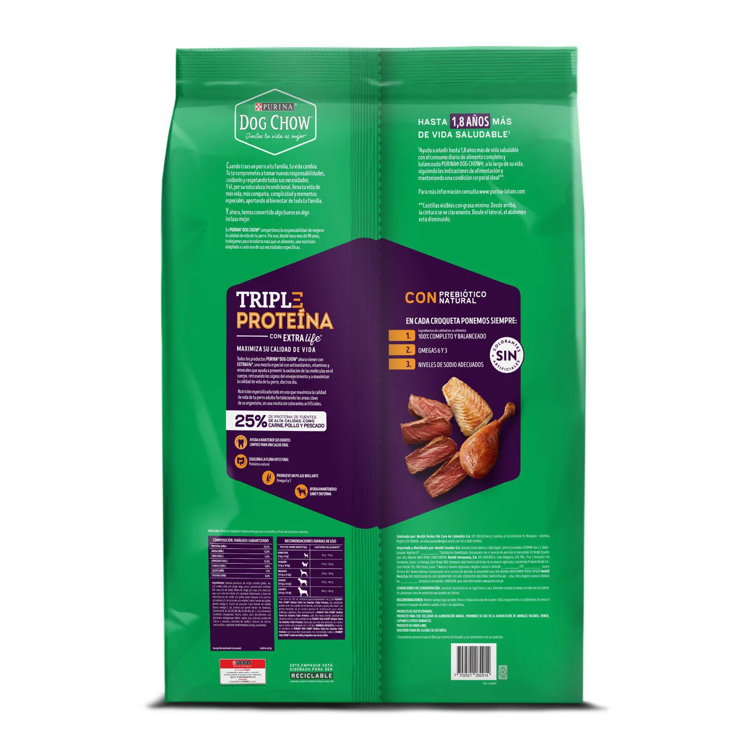 Comida Seca Para Perro Dog Chow Triple Proteína Adultos 8kg