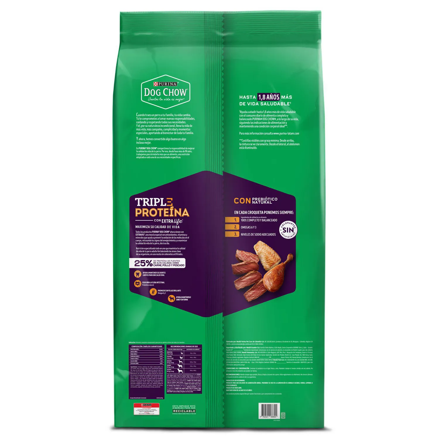 Comida Seca Para Perro Dog Chow Triple Proteína Adultos 22.7kg