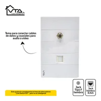 Toma Tv Coaxial + Datos Rj45 Switch Iot Blanco