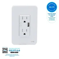 Toma Doble P/T + Toma USB A Inteligente Blanco