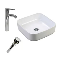 Kit Lavamanos Sobreponer Arezzo Vessel +Grifería Mezclador Red+Desague Push