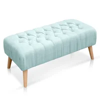 Banco Otomano Patas en Madera Tela Petfrendly Menta