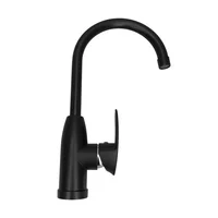 Griferia Lavaplatos Mezclador Cuerpo Negro Y Cuello Flexible