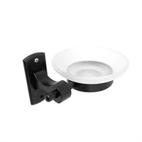 Accesorio Baño Soporte Negro Con Jabonera Vidrio Noord