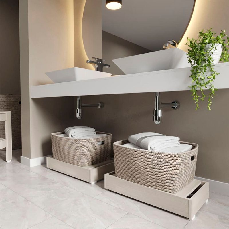 SENSI DACQUA - Mueble Auxiliar Baño Stand 11.7x65.2x33.8 Cm Niebla Sensi Dacqua